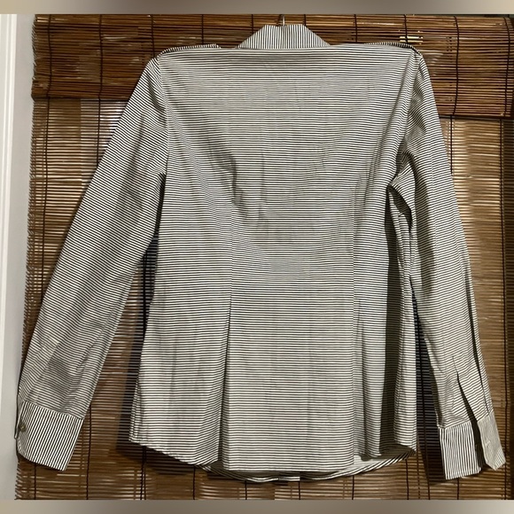 Tory Burch Black and White Striped Bridget Button Down Shirt - Picture 6 of 8